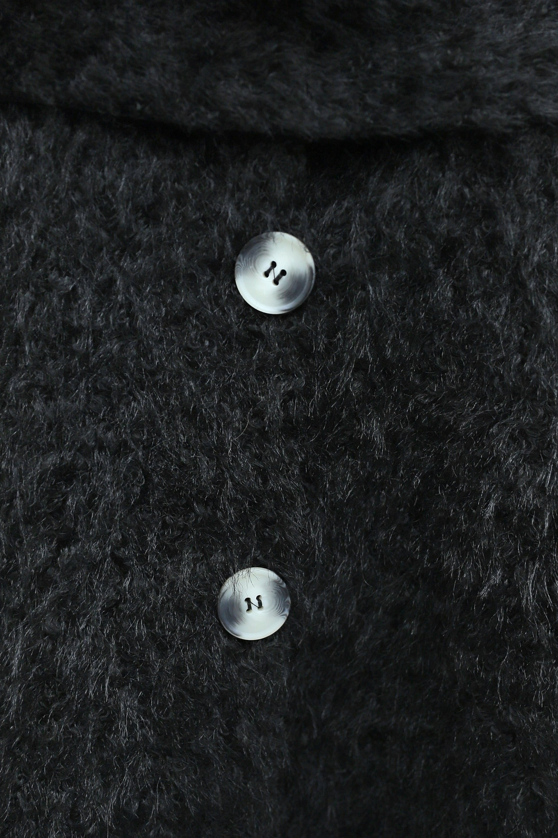 Shawl Collar Button-Front Fluffy Cardigan - Black - Podyumplus - by Peralane - photo 6