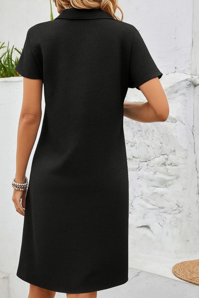 Women's Short-Sleeve V-Neck Crepe Dress - Janes - by Peralane - photo 3