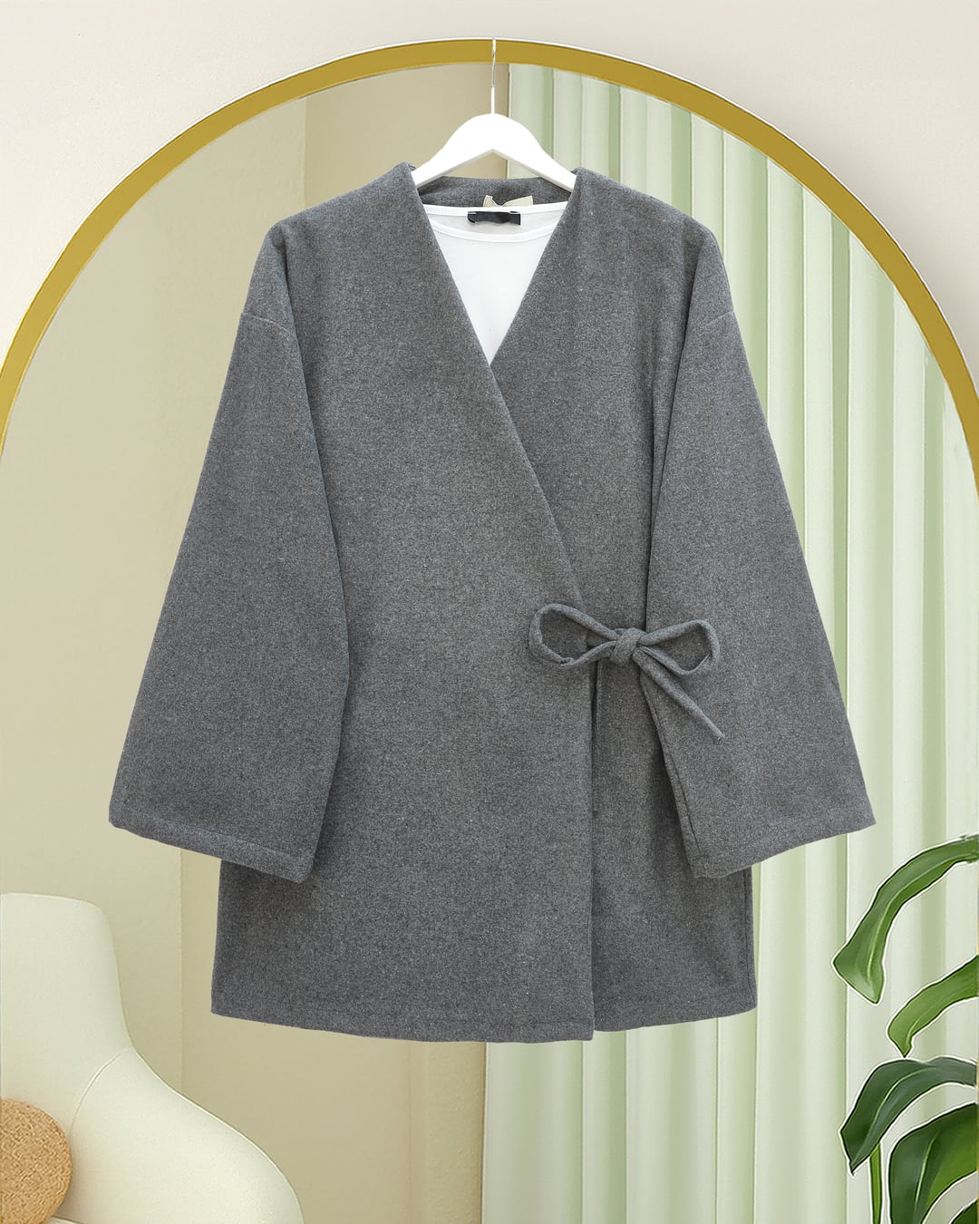 Cross-Tie Cashmere Blend Kimono - Smoke - Podyumplus - by Peralane - photo 3