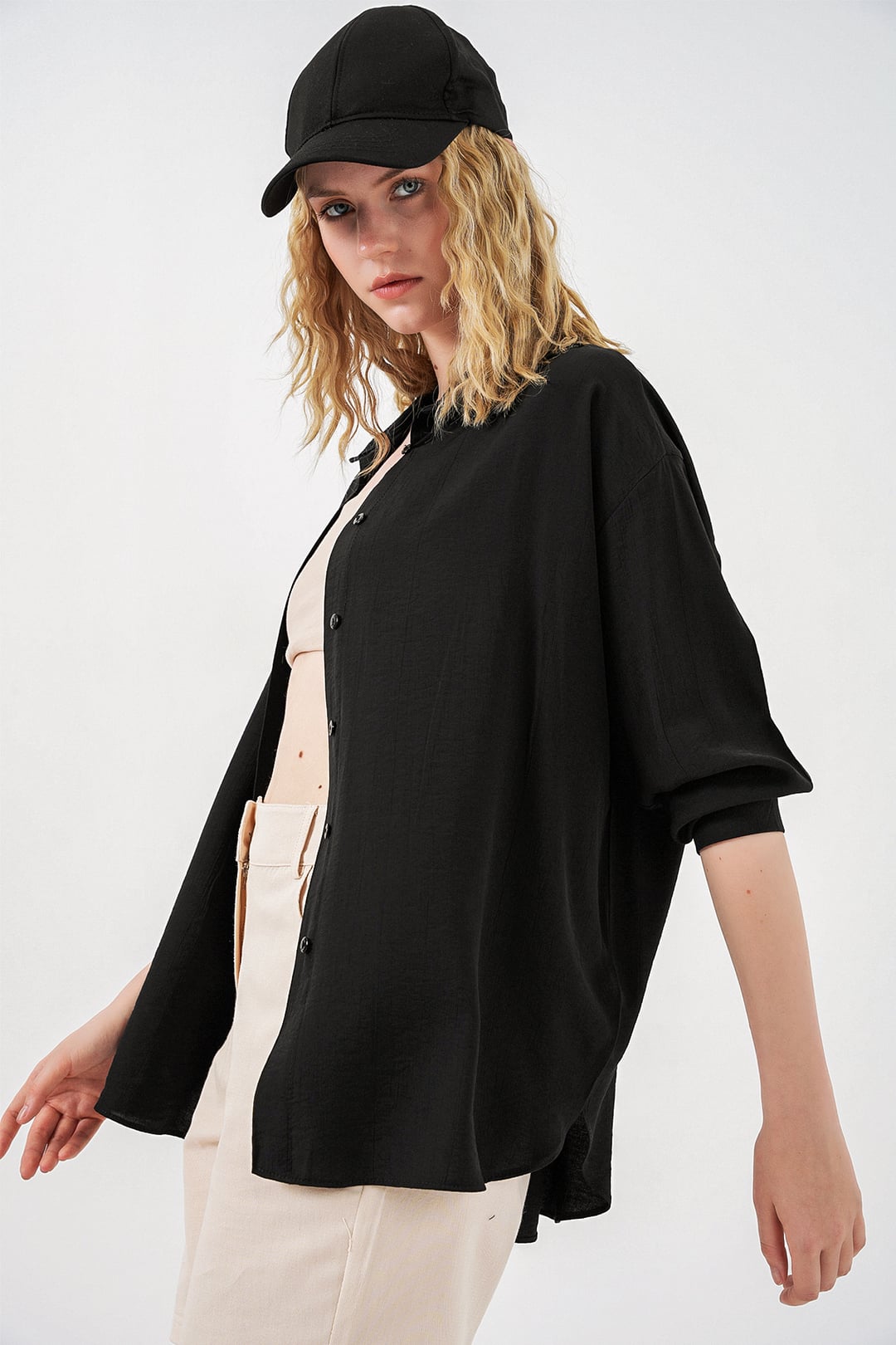 Women's Long Oversize Shirt 20334 - Black - Bigdart - by Peralane - photo 2
