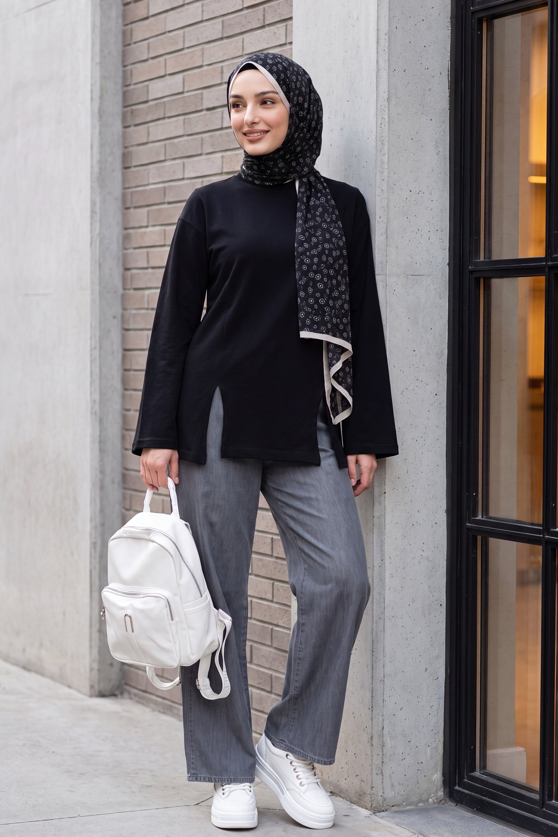 Elastic Waist Wide Leg Denim Trousers - Dark Grey - Podyumplus - by Peralane - photo 4