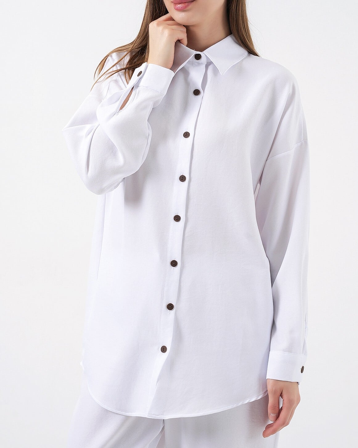 Women's White Linen Two-Piece Set - Shirt and Trousers - Bigdart - by Peralane - photo 4