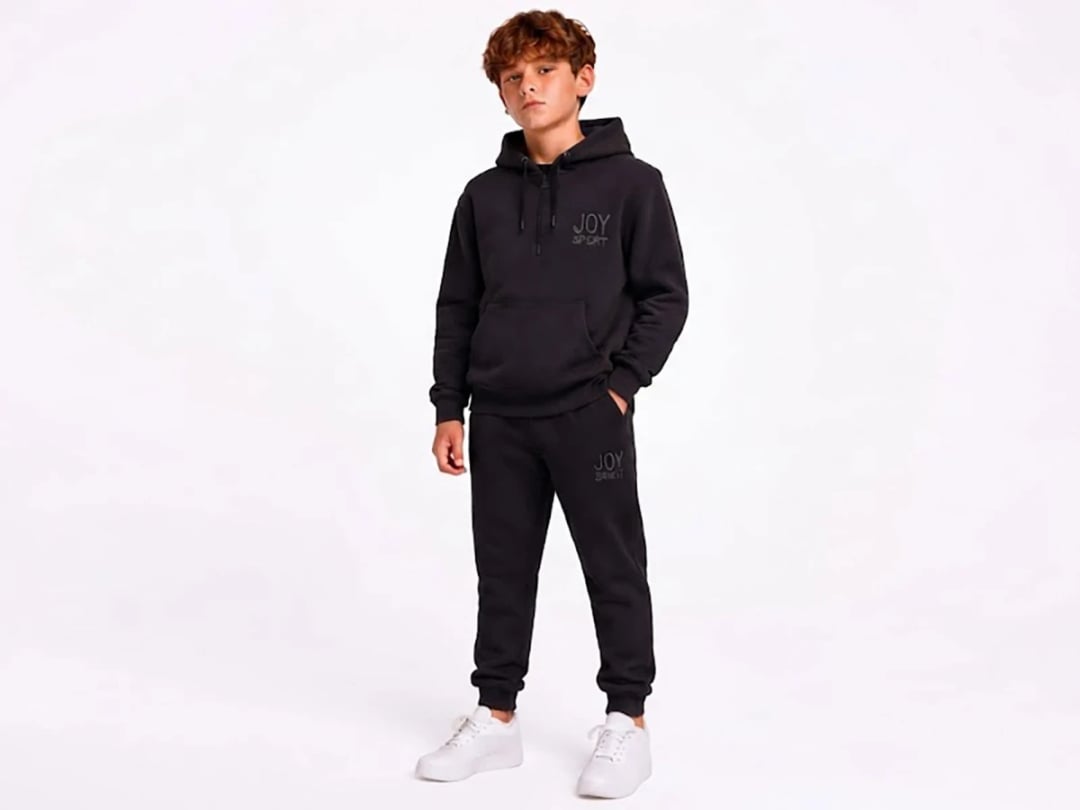 Joy Print Kangaroo Pocket Hooded 3-Thread Fleece Boys' Set - Koska - by Peralane
