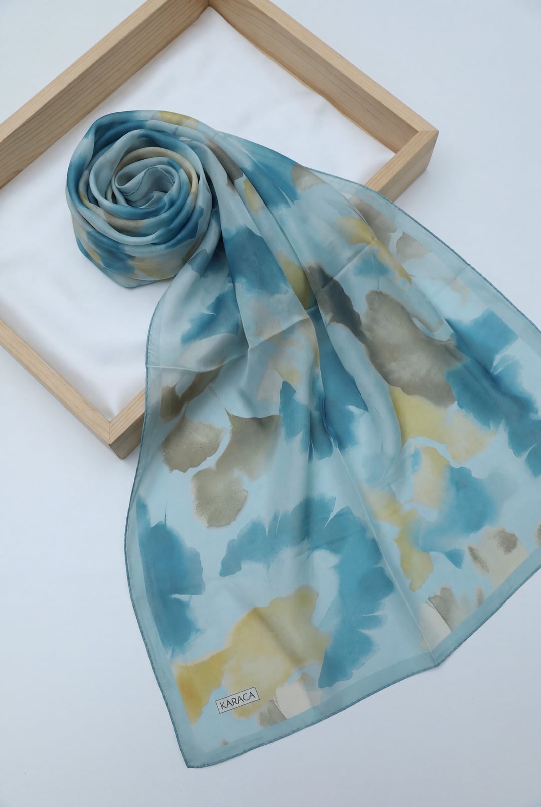 Abstract Floral Voile Scarf - Turquoise - Podyumplus - by Peralane