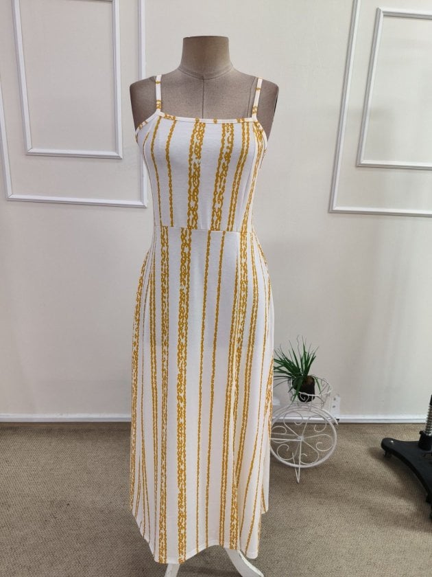 Women's Striped Slip Midi Dress with Spaghetti Straps - Janes - by Peralane - photo 4