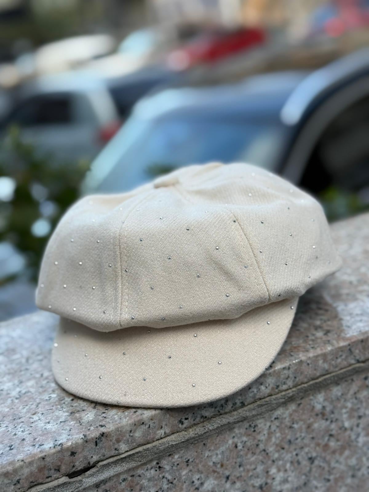 Cream Rhinestone-Embellished Cap Hat - Nesvay - by Peralane - photo 2