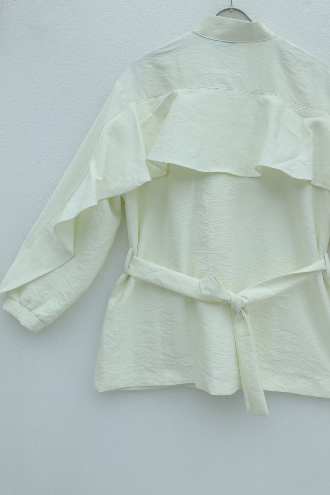 Gold Button Belted Frill Detail Two-Piece Set - Ecru - Podyumplus - by Peralane - photo 7