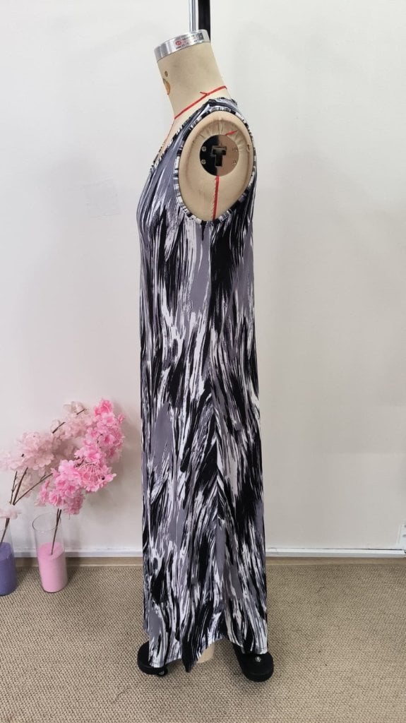 Women's Sleeveless Scoop Neck Maxi Dress with Abstract Print - Janes - by Peralane - photo 7