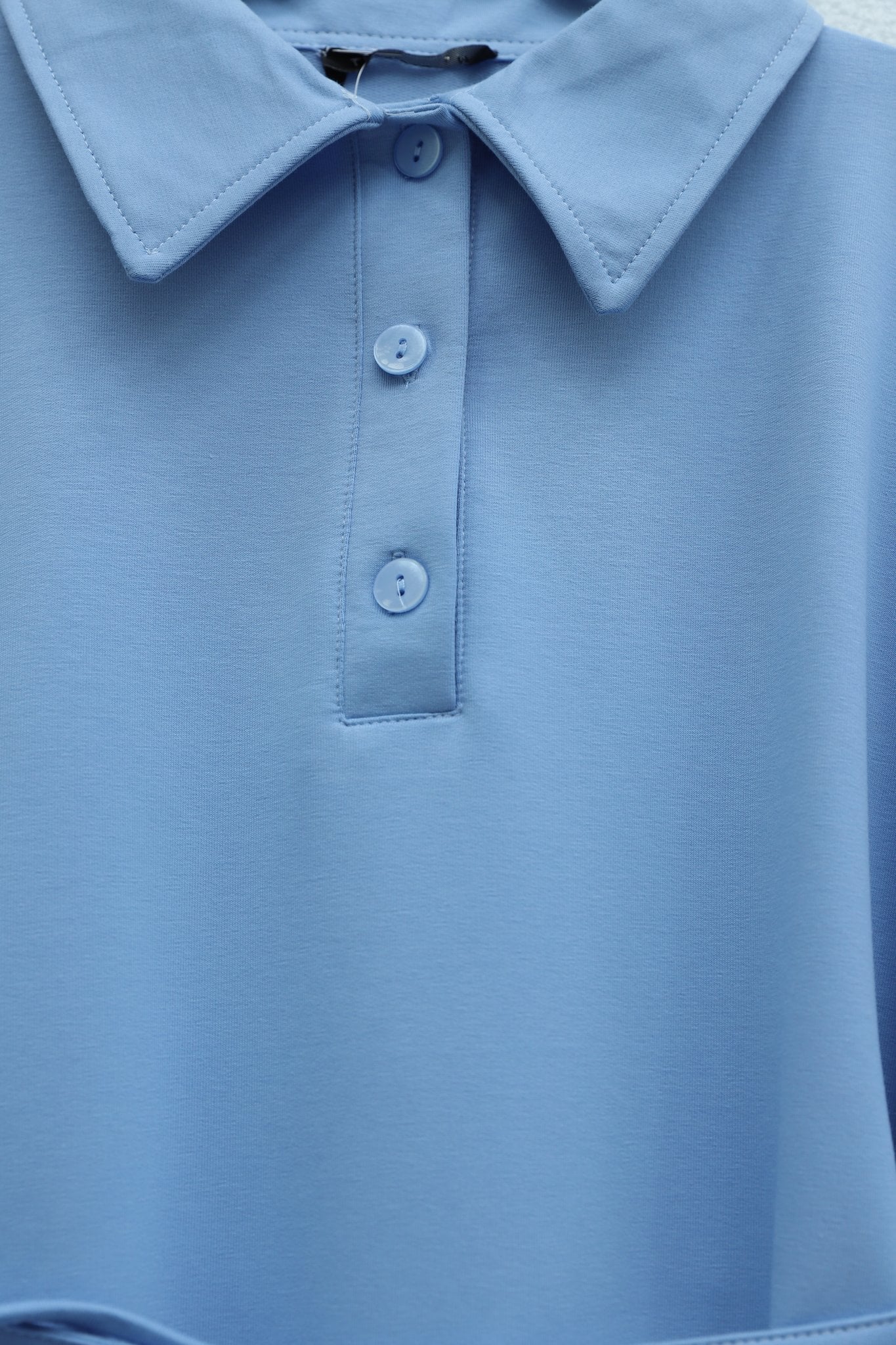 Collar Button Tie Waist Knit Dress - Light Blue - Podyumplus - by Peralane - photo 4