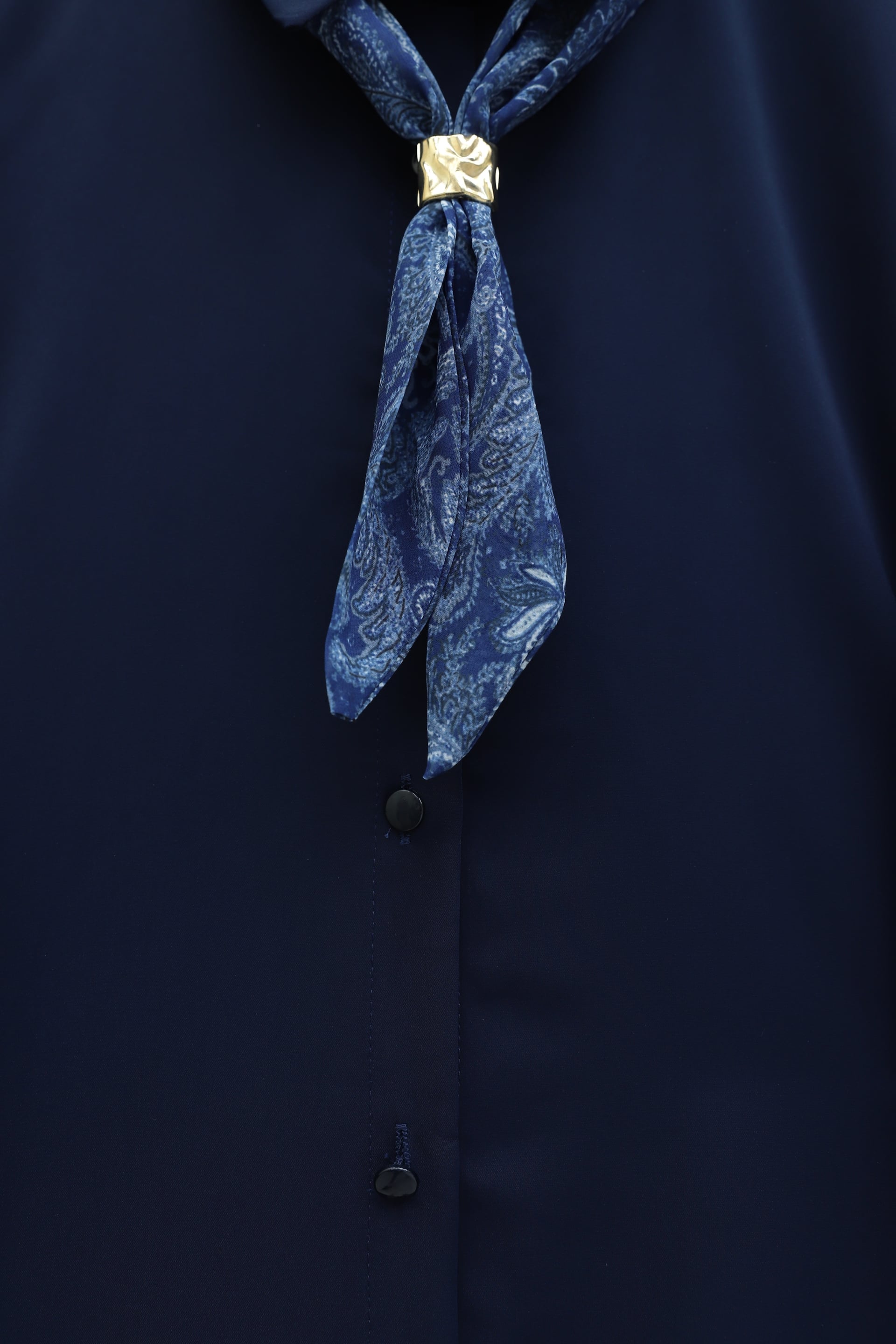 Navy Blue Belted Scarf Tie Chiffon Co-ord Set with Lined Skirt - Podyumplus - by Peralane - photo 4