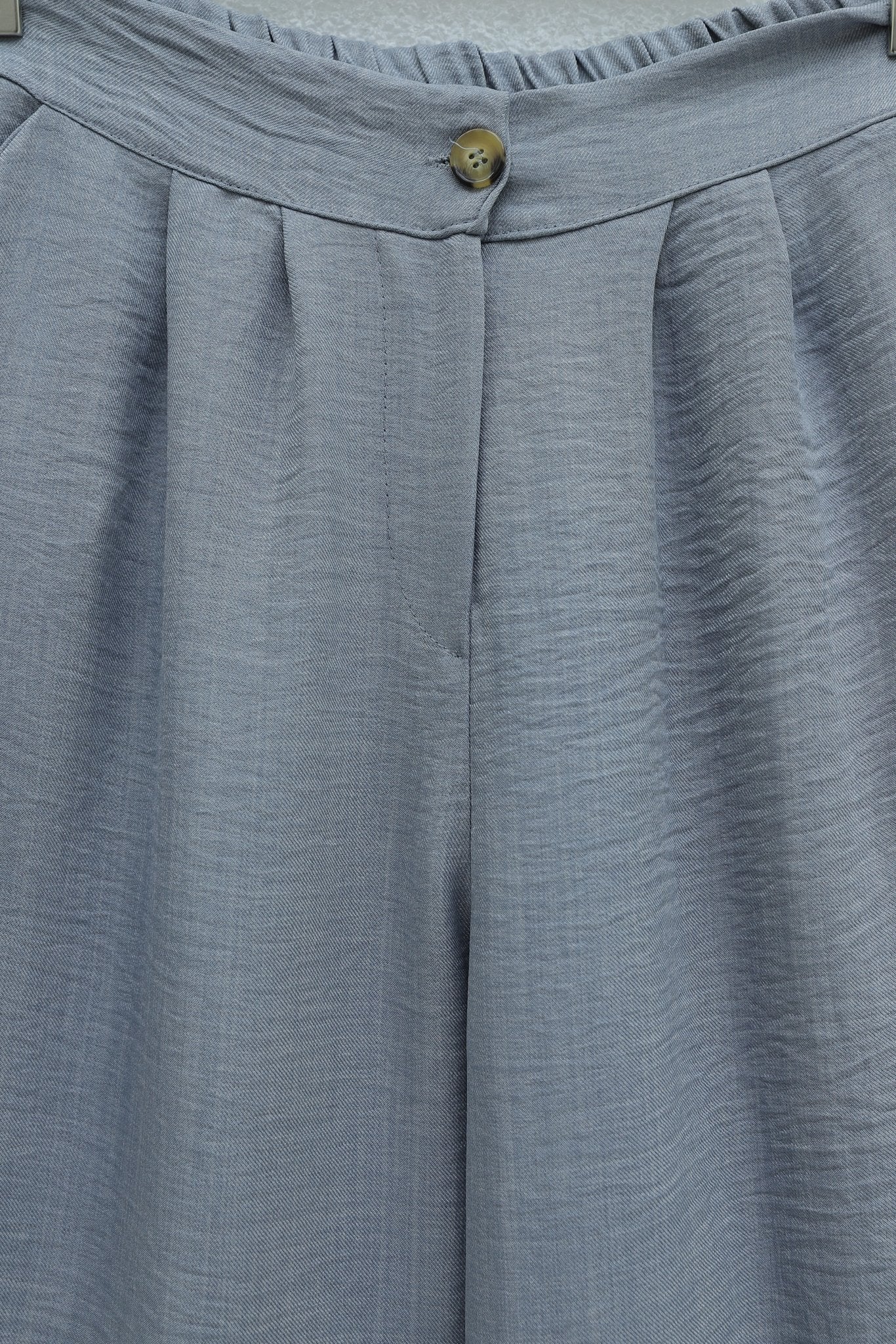 Women's Linen Look Two-Piece Set with Lace-Up Vest and Wide-Leg Trousers - Grey - Podyumplus - by Peralane - photo 7
