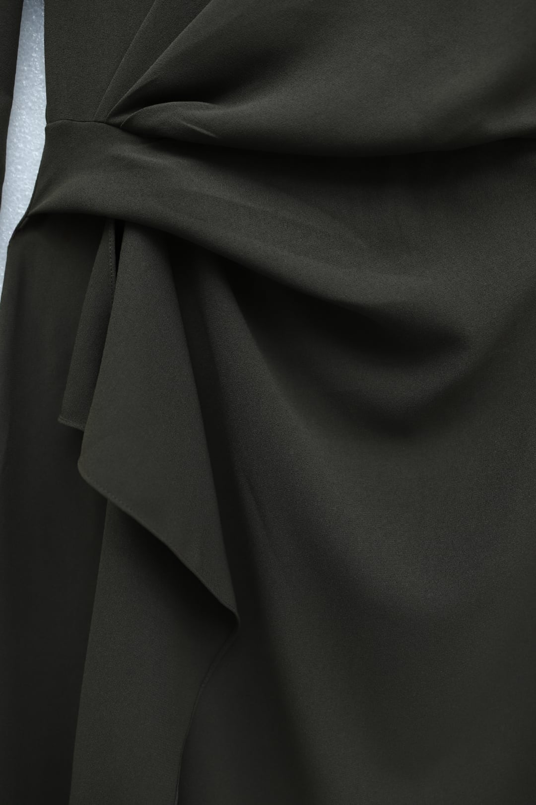 Dark Brown Asymmetric Hem Krep Dress with Front Draped Detail - Podyumplus - by Peralane - photo 4