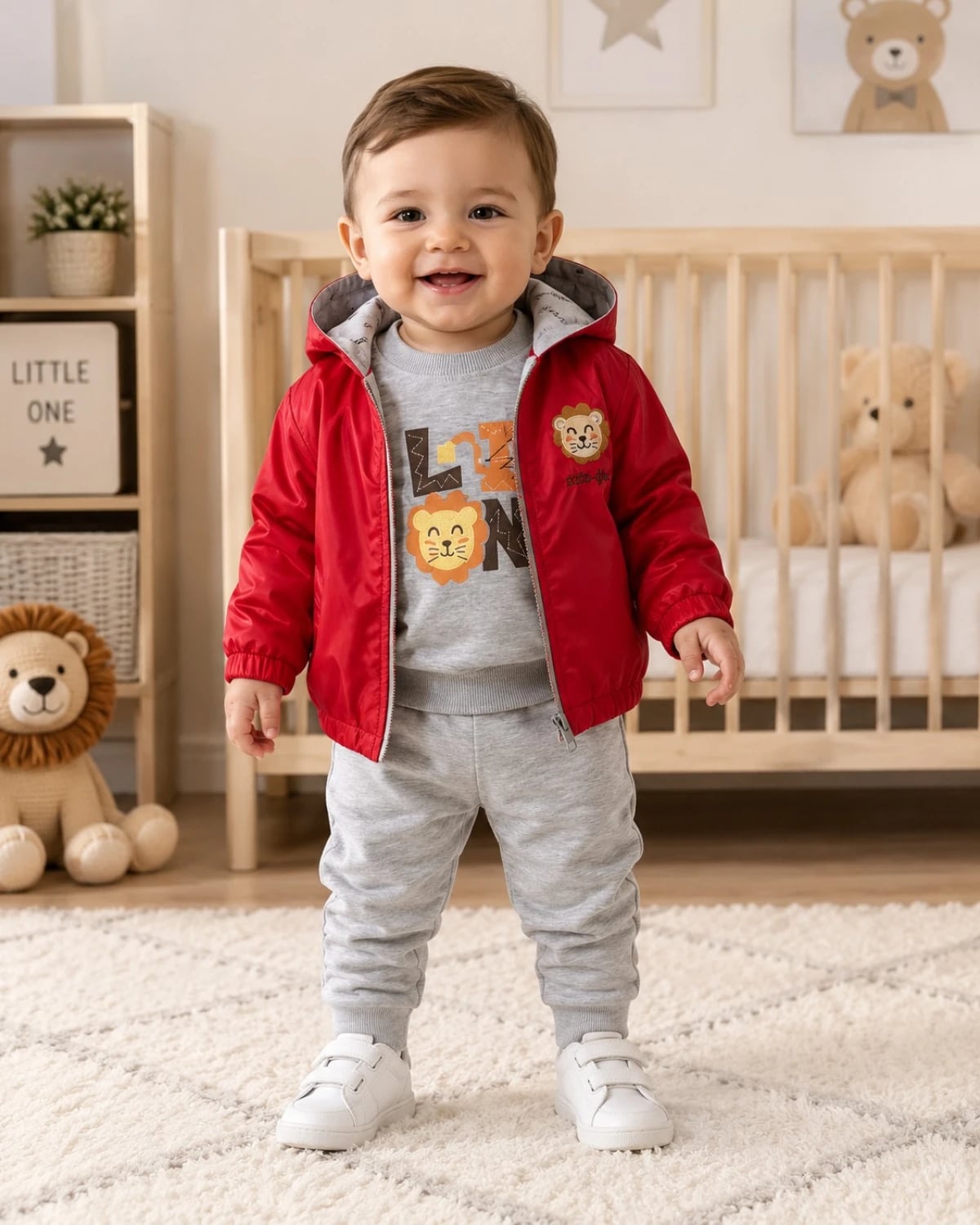 Baby Boys' Three-Piece Hooded Jacket Set - Red - Has Bereket - by Peralane