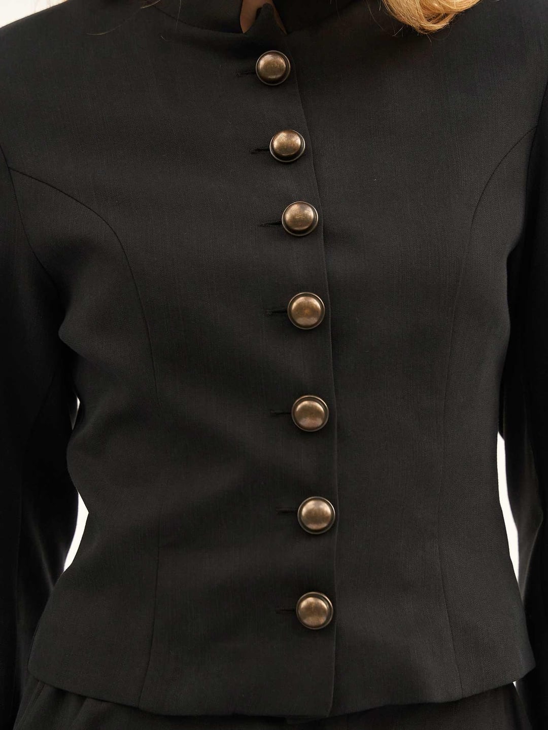Black Button-Front Jacket and Flared Trousers Set for Women - Lefon - by Peralane - photo 7