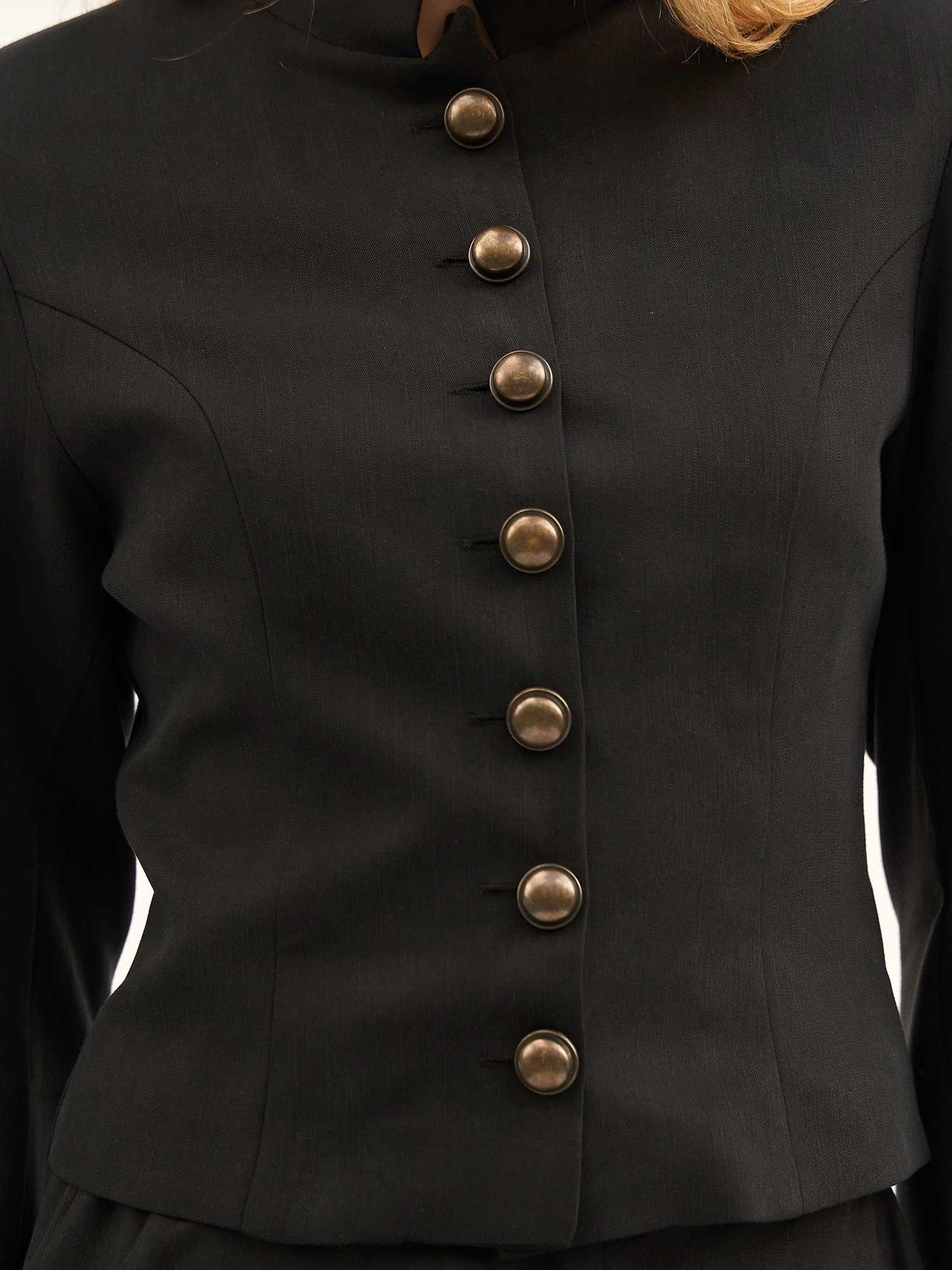 Black Button-Front Jacket and Flared Trousers Set for Women - Lefon - by Peralane - photo 7