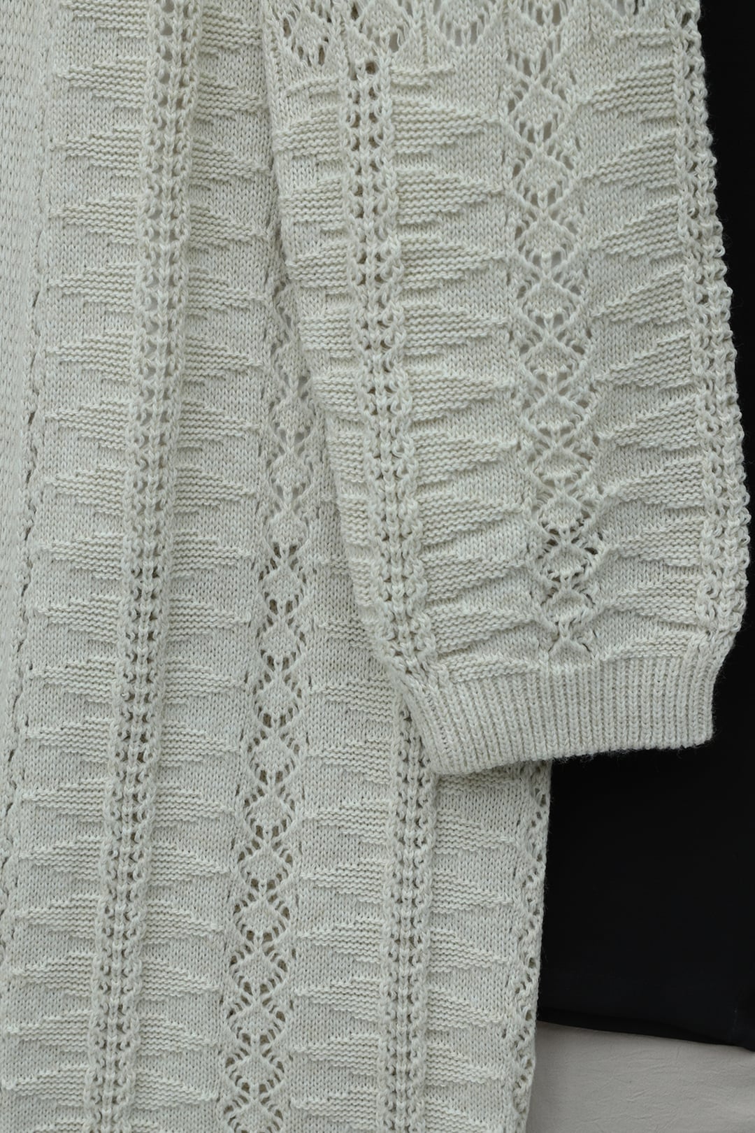 Pom-Pom Mixed Pattern Mid-Length Knit Cardigan - Stone - Podyumplus - by Peralane - photo 6