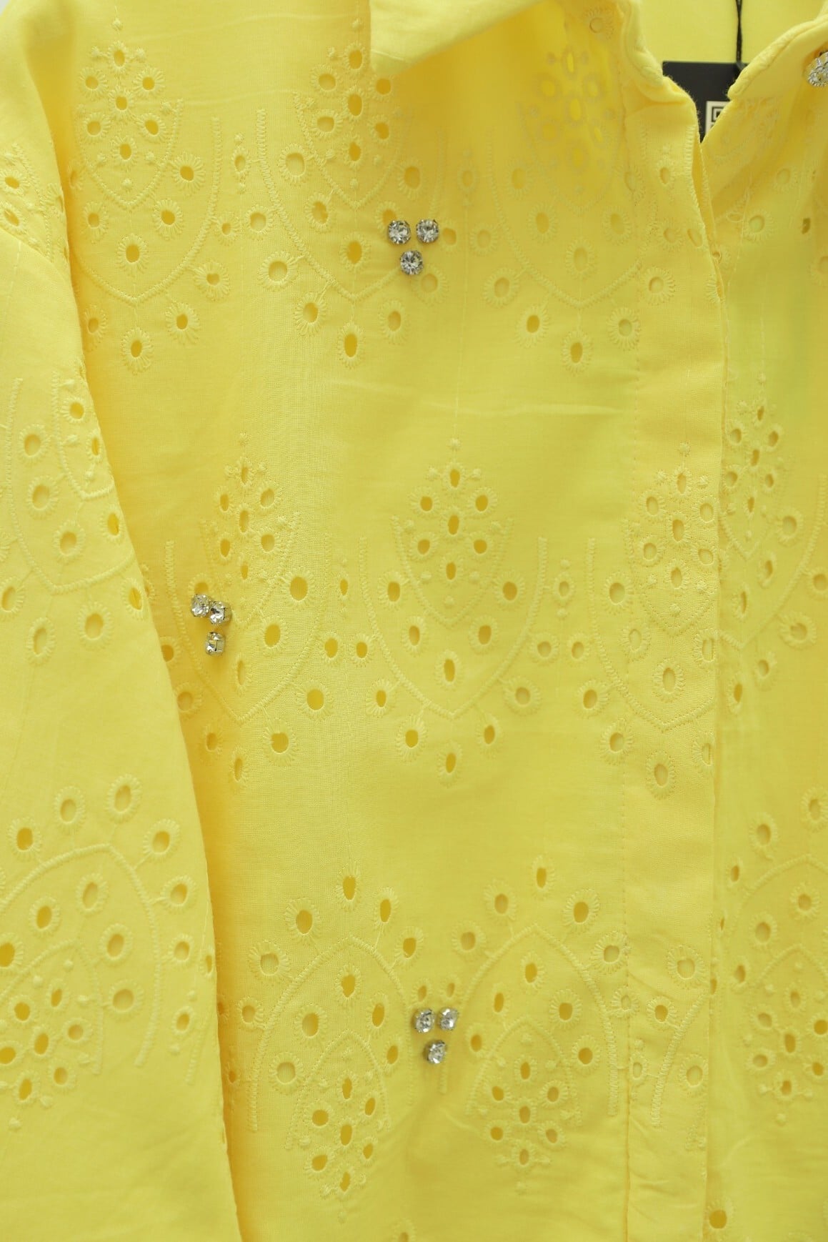 Yellow Eyelet Tiered Dress with Ruffled Hem - Podyumplus - by Peralane - photo 8