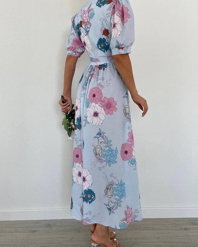 Women's Short Sleeve Wrap Print Long Knit Dress - Janes - by Peralane - photo 3