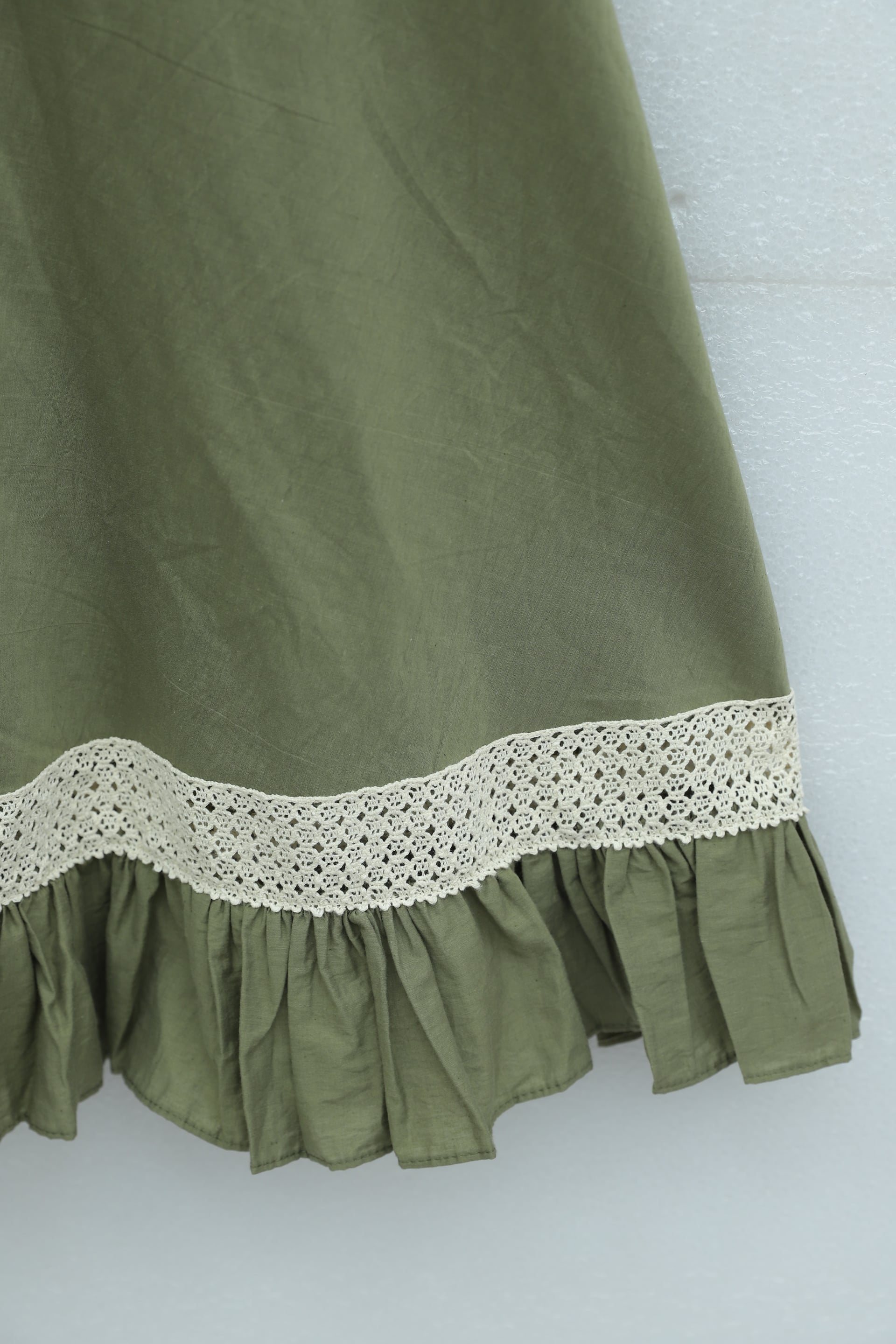 Elasticated Waist Lace Trim Ruffled Voile Skirt - Olive Green - Podyumplus - by Peralane - photo 5