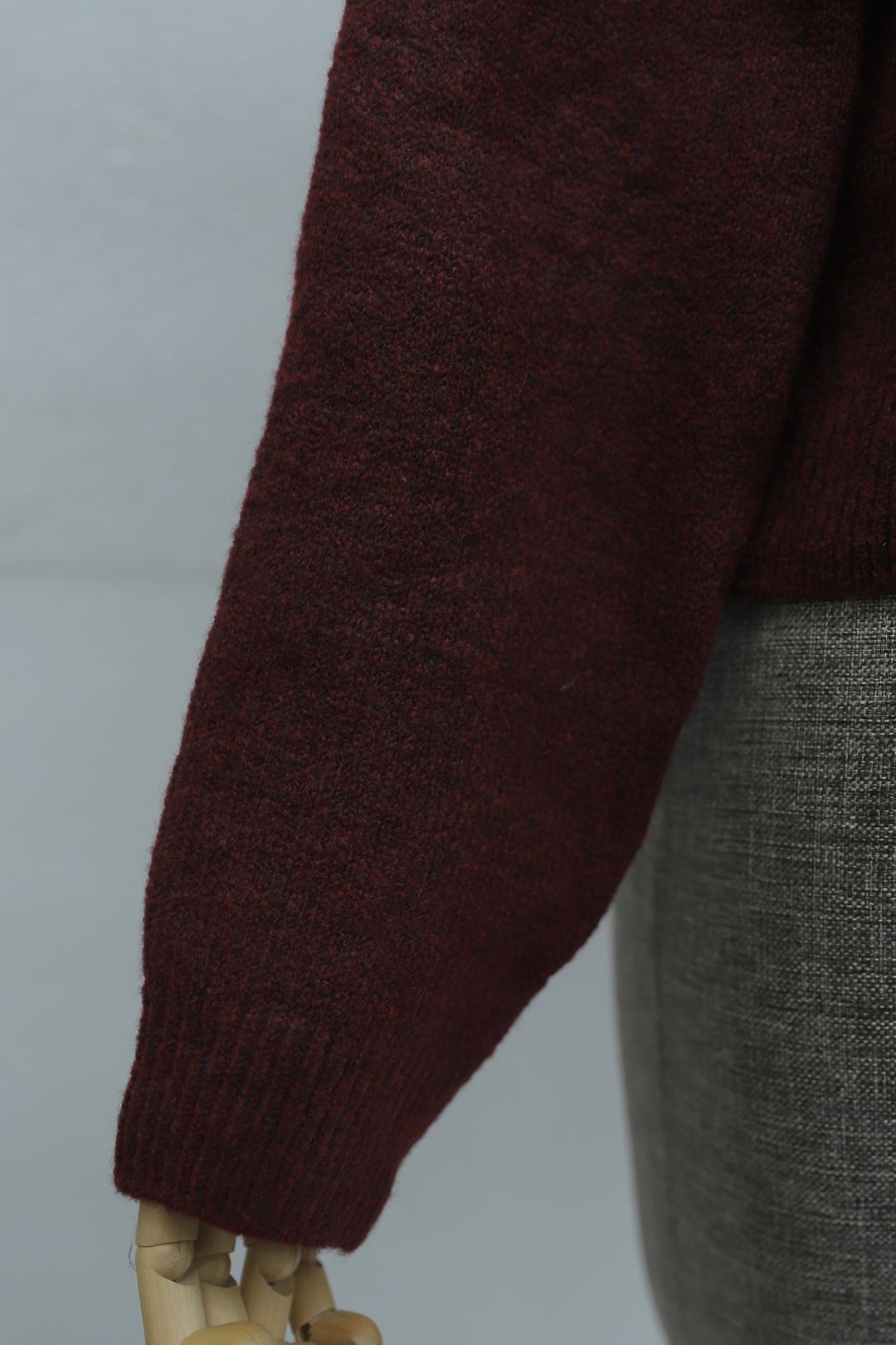 Maroon Collared Button-Down Knit Cardigan with Pockets - Podyumplus - by Peralane - photo 9