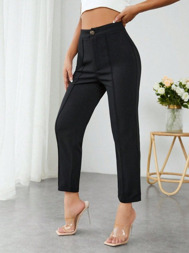 Women's High Waist Pocket Detail Scuba Dive Trousers - Janes - by Peralane
