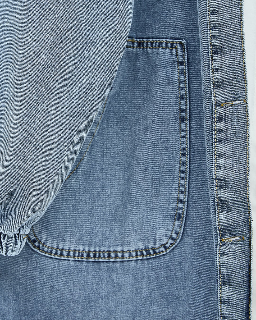 Button-Front Hooded Denim Jacket with Epaulettes and Pockets - Ice Blue - Podyumplus - by Peralane - photo 7
