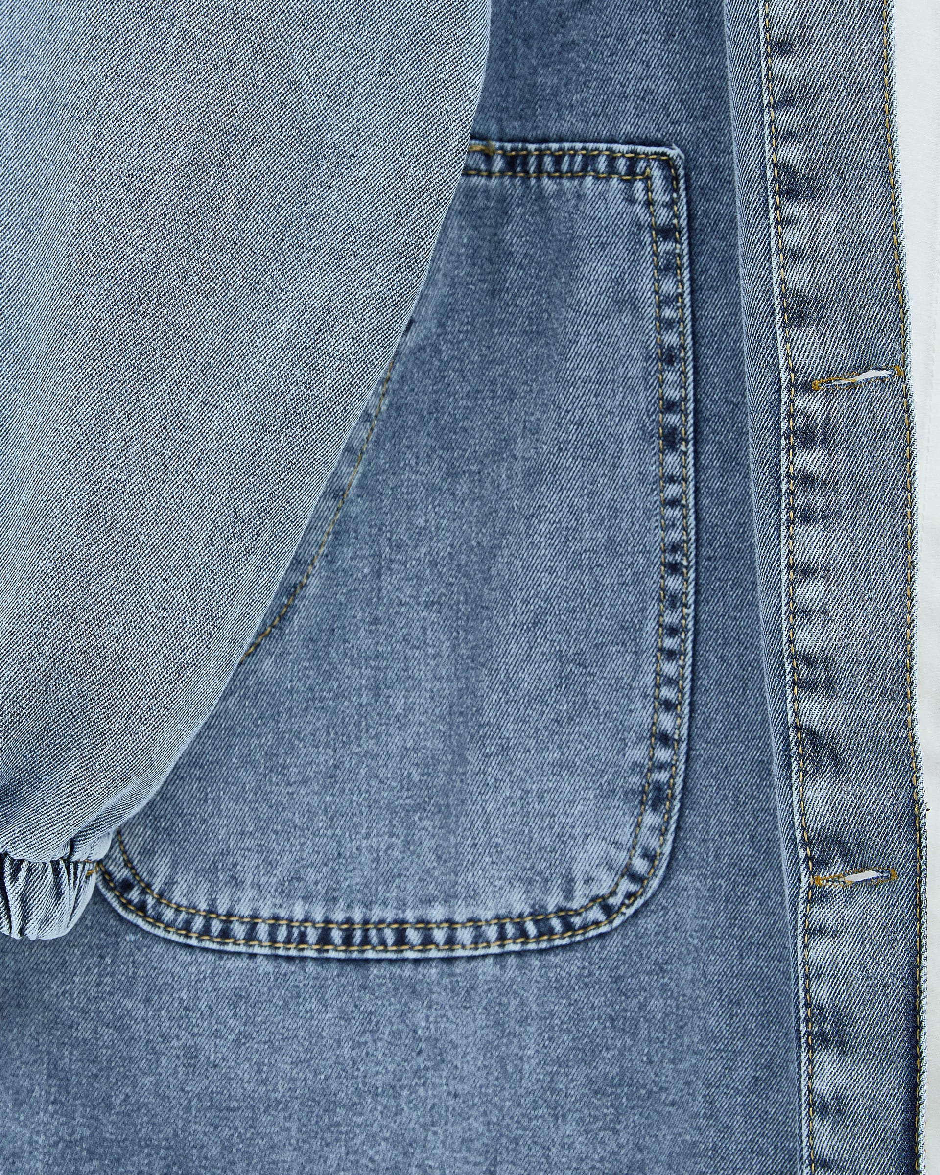 Button-Front Hooded Denim Jacket with Epaulettes and Pockets - Ice Blue - Podyumplus - by Peralane - photo 7