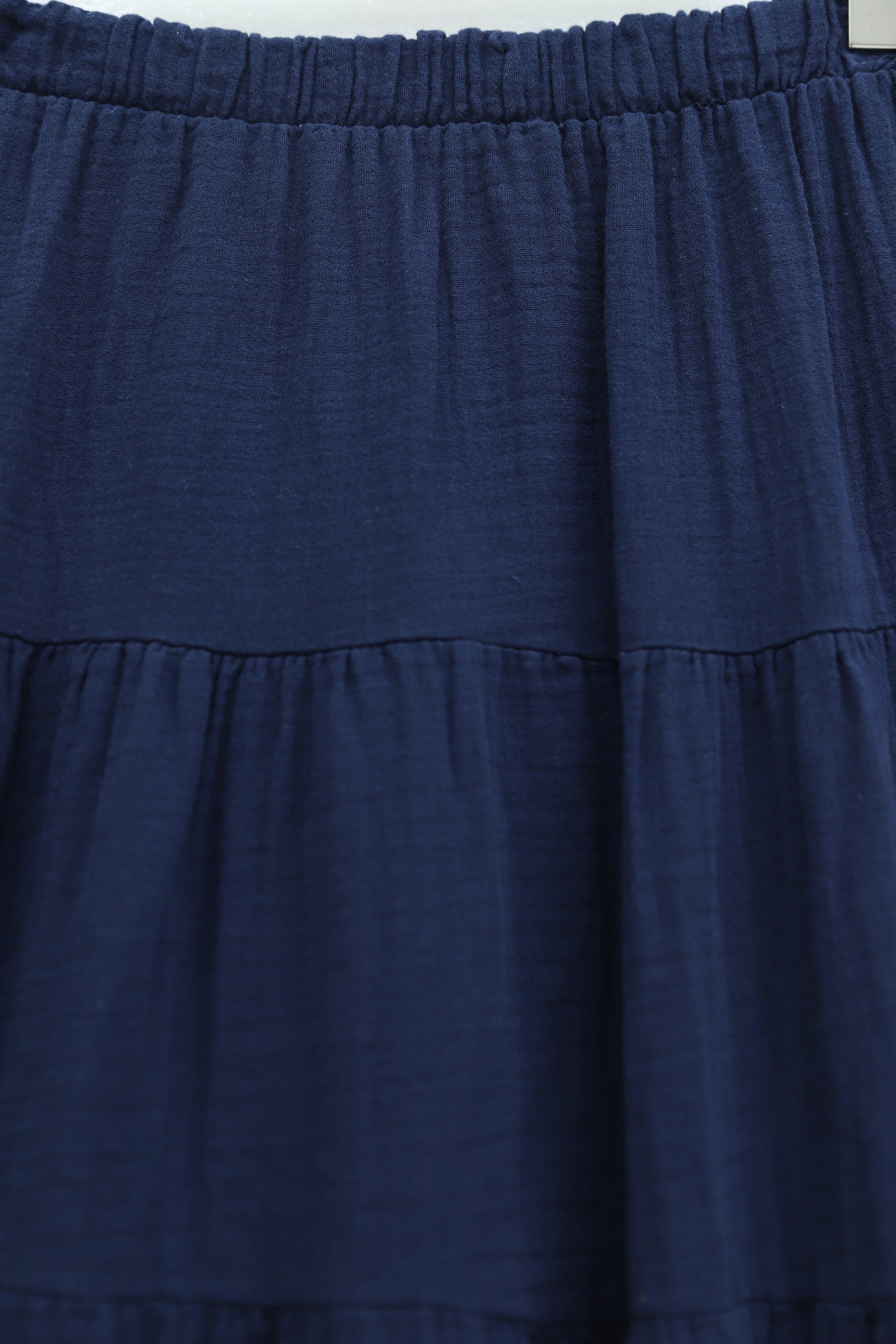 Elasticated Waist Tiered Muslin Maxi Skirt - Navy Blue - Podyumplus - by Peralane - photo 8