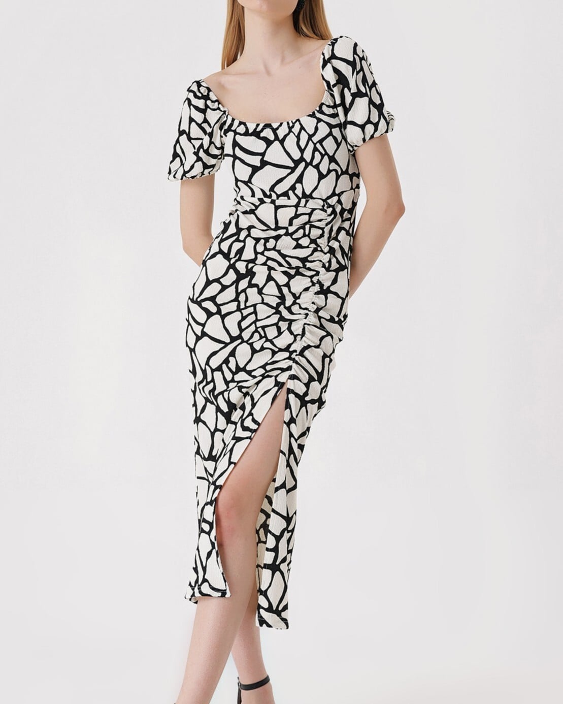Slit Summer Knit Dress - Dark Black - Bigdart - by Peralane - photo 2