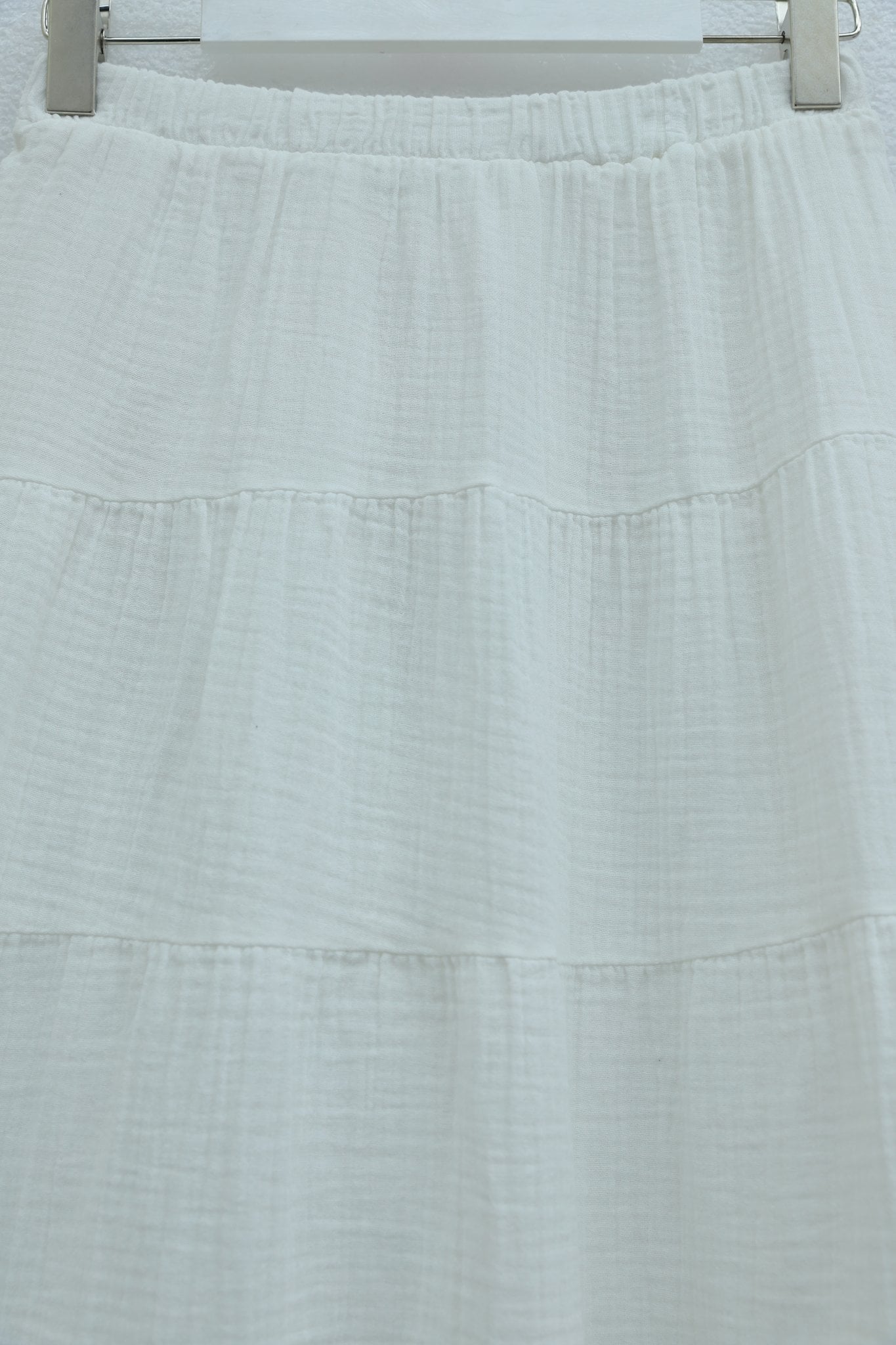 Elasticated Waist Tiered Muslin Maxi Skirt - Ecru - Podyumplus - by Peralane - photo 6