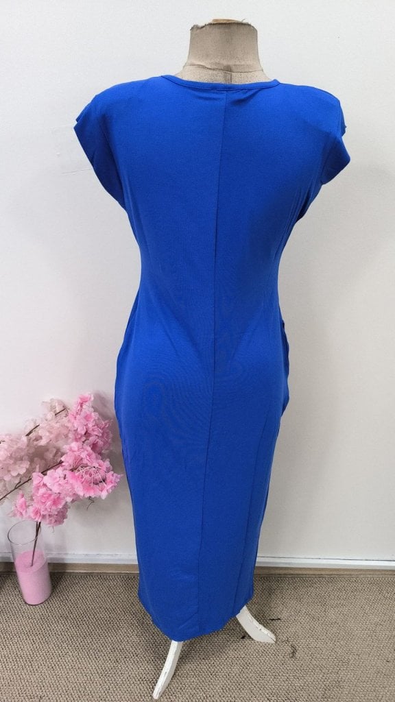 Women's Royal Blue Maxi Dress with Cap Sleeves and Side Pockets - Janes - by Peralane - photo 6