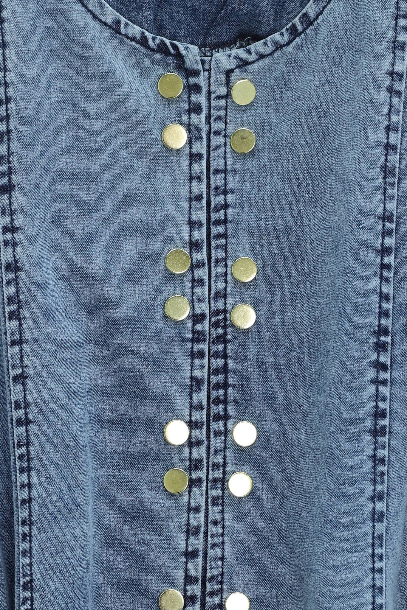 Snap-Front Denim Co-ord Set with Lace-Up Skirt - Ice Blue - Podyumplus - by Peralane - photo 5