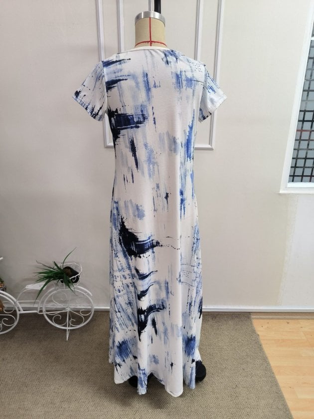 Women's Short Sleeve V-Neck Patterned Maxi Suprem Dress - Janes - by Peralane - photo 6