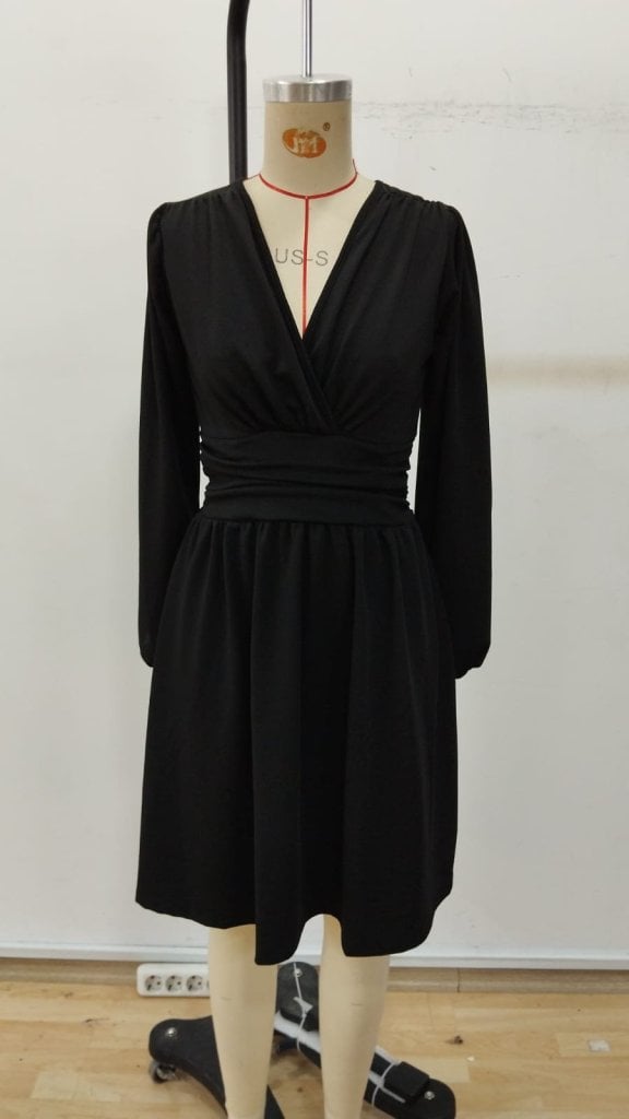 Women's Long Sleeve Wrap V-Neck Belly Corsage Mini Dress - Janes - by Peralane - photo 5