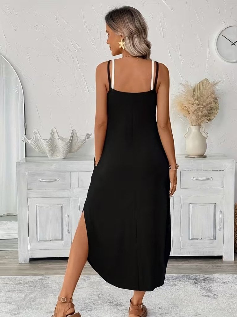 Women's Sleeveless Maxi Dress with Spaghetti Straps and Side Pockets - Janes - by Peralane - photo 3