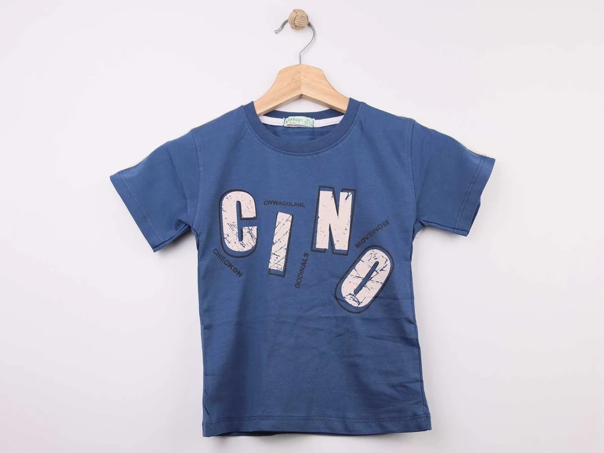 Cino Graphic Print Kids T-Shirt - Sax Blue - Bittos Kids - by Peralane