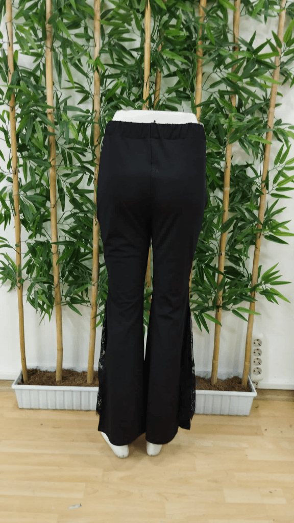 Women's Black Flared Lace Detail High Waist Trousers - Janes - by Peralane - photo 6