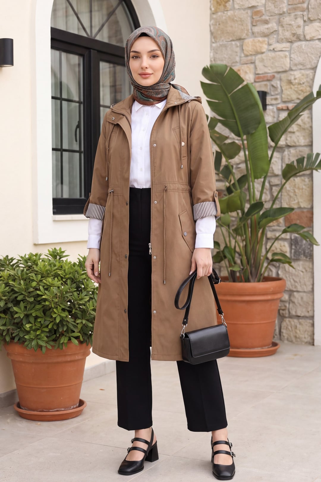 Striped Lining Trench Coat - Tan - Podyumplus - by Peralane - photo 4