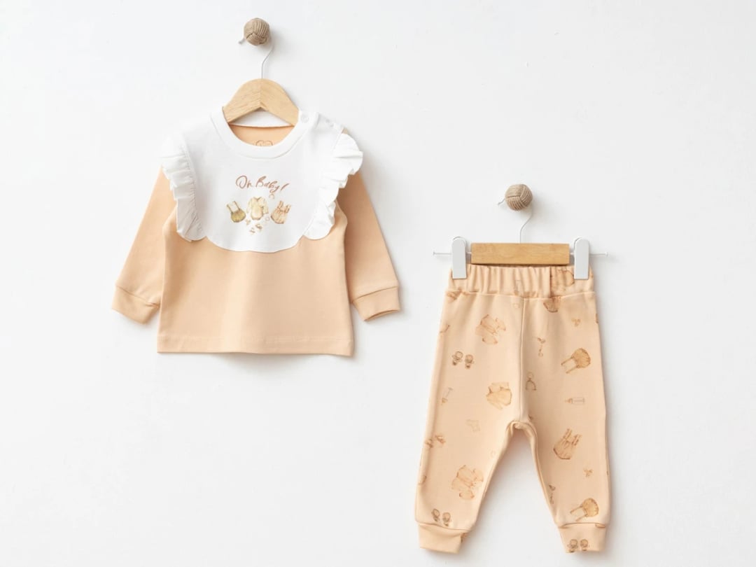 Oh Baby Printed Baby Girl 2-Piece Set (Top and Pants) - Brown - Esya - by Peralane
