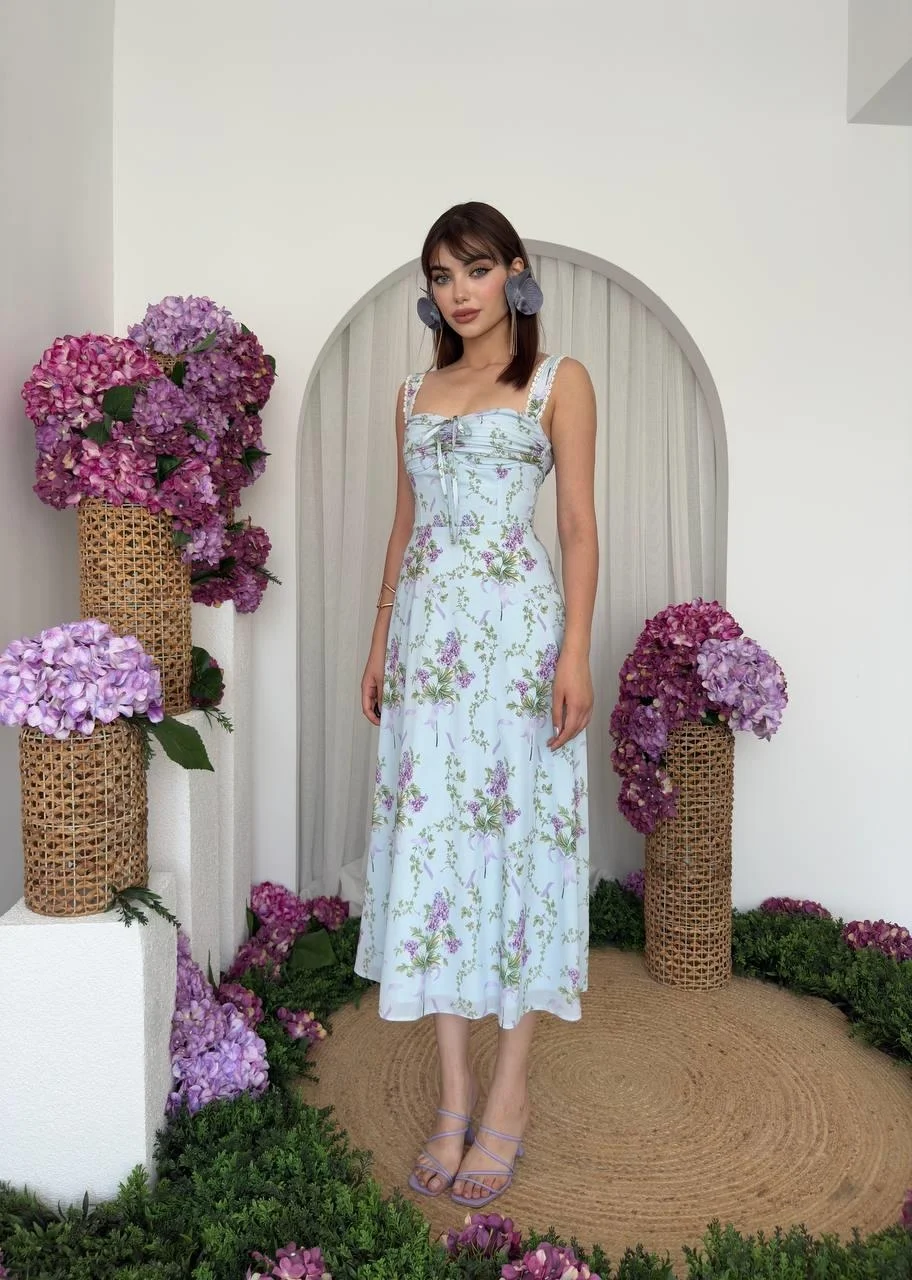 Pedro Floral Midi Dress in Light Blue - Etika - by Peralane - photo 6