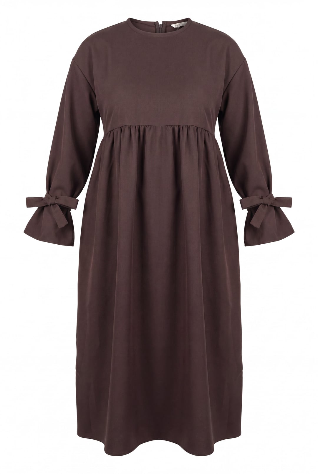 Long Sleeve Tie Detail Maxi Dress - Brown - Podyumplus - by Peralane - photo 2