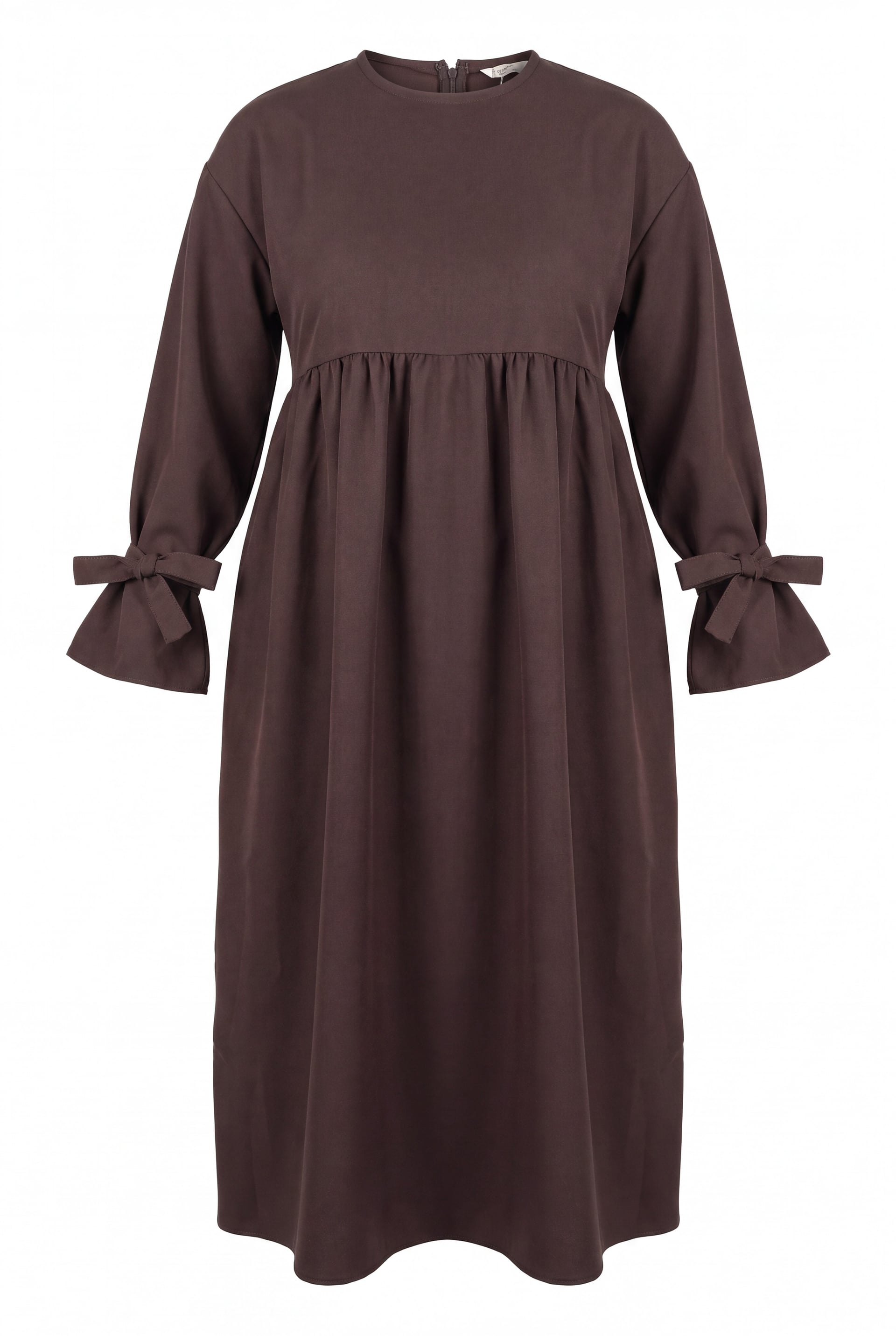 Long Sleeve Tie Detail Maxi Dress - Brown - Podyumplus - by Peralane - photo 2