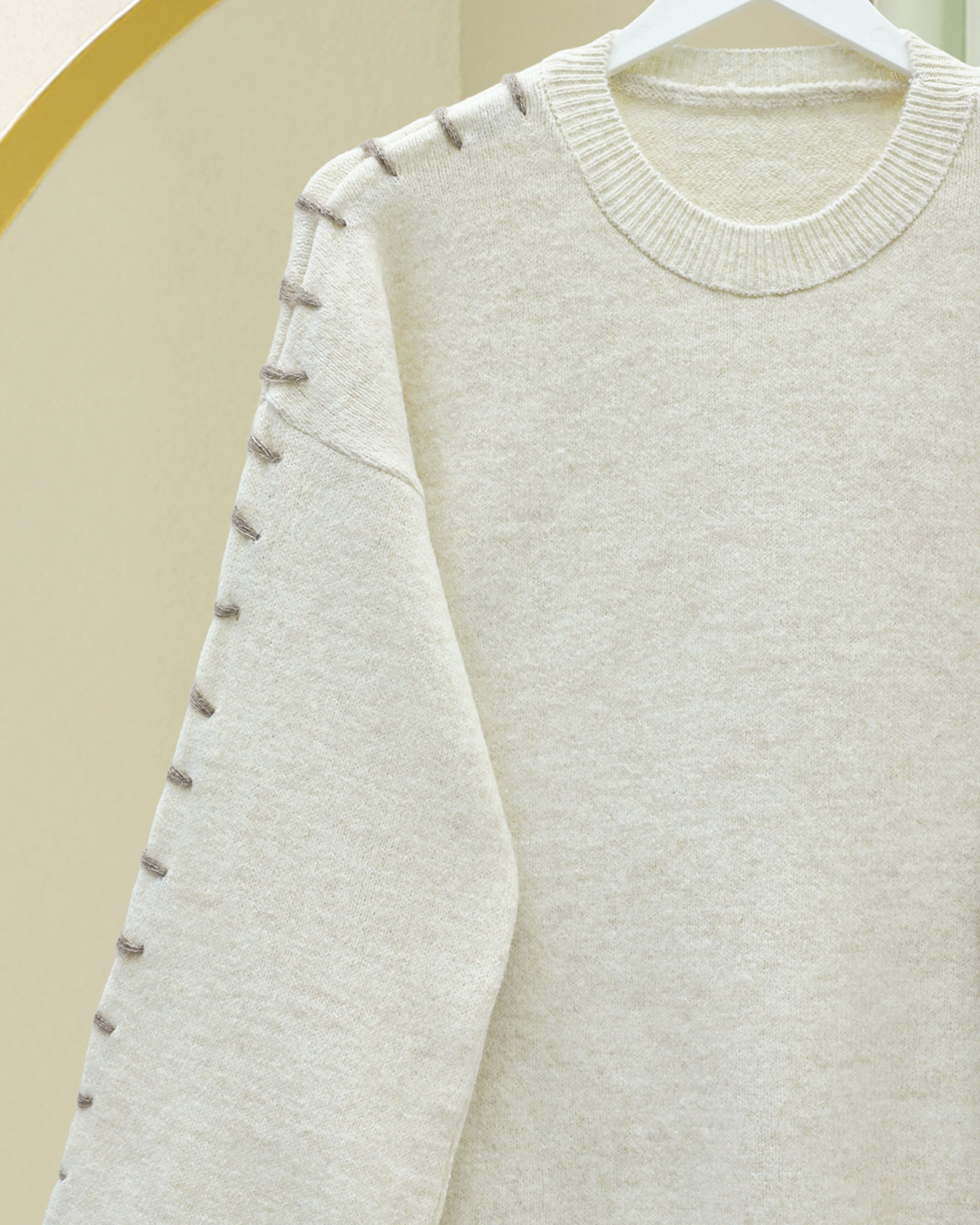 Cream Striped Knit Tunic with Trousers - Women's Two-Piece Set - Podyumplus - by Peralane - photo 3