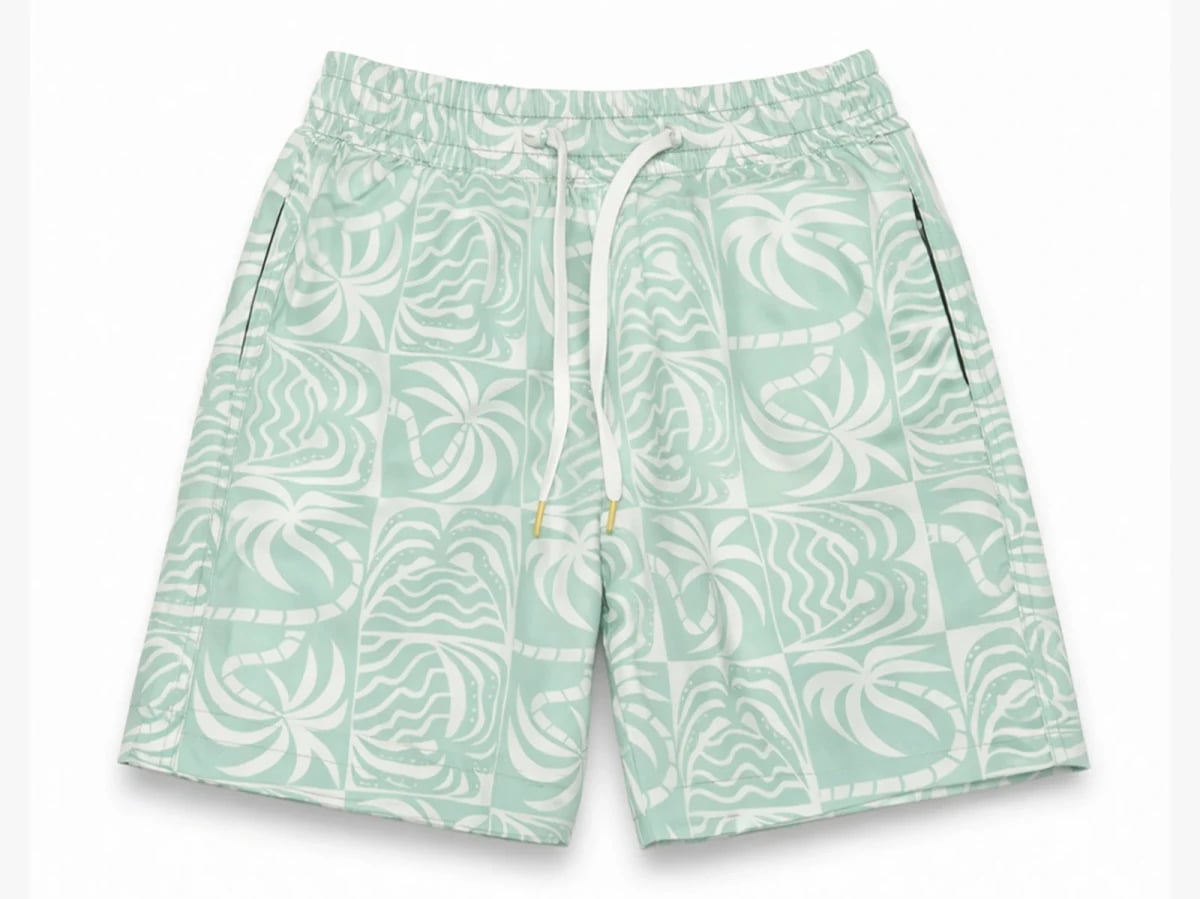 Palm and Wave Print Boys Swim Shorts - Pack of 6 - Lyrax Kids - by Peralane