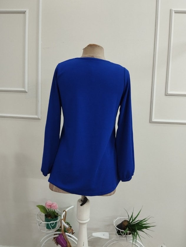 Women's Long Sleeve Round Neck Crepe Blouse in Royal Blue - Pack of 8 - Janes - by Peralane - photo 5