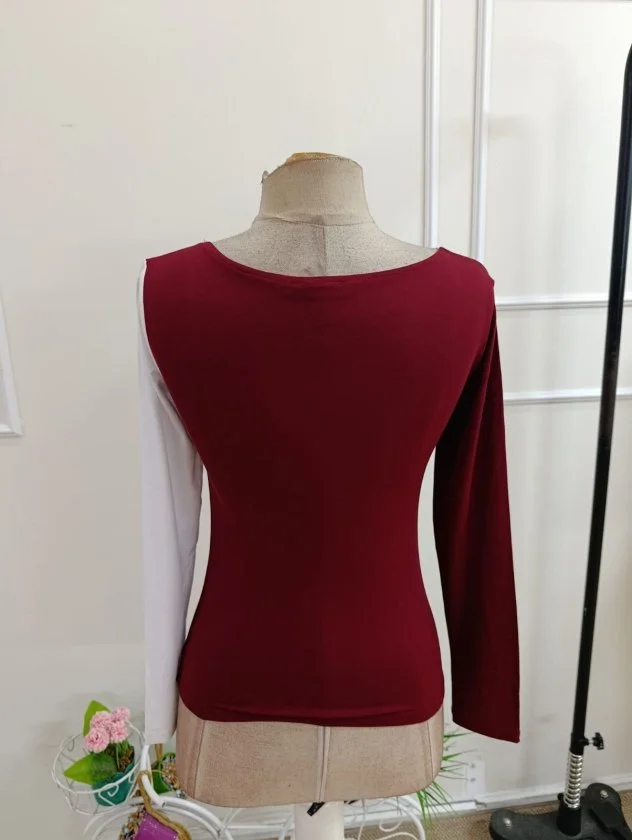 Women's Long Sleeve Asymmetric Neck Two-Tone Viscose Blouse - Janes - by Peralane - photo 5