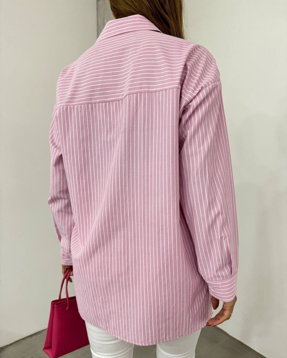 Striped Button-Up Blouse - Pink - Podyumplus - by Peralane - photo 11