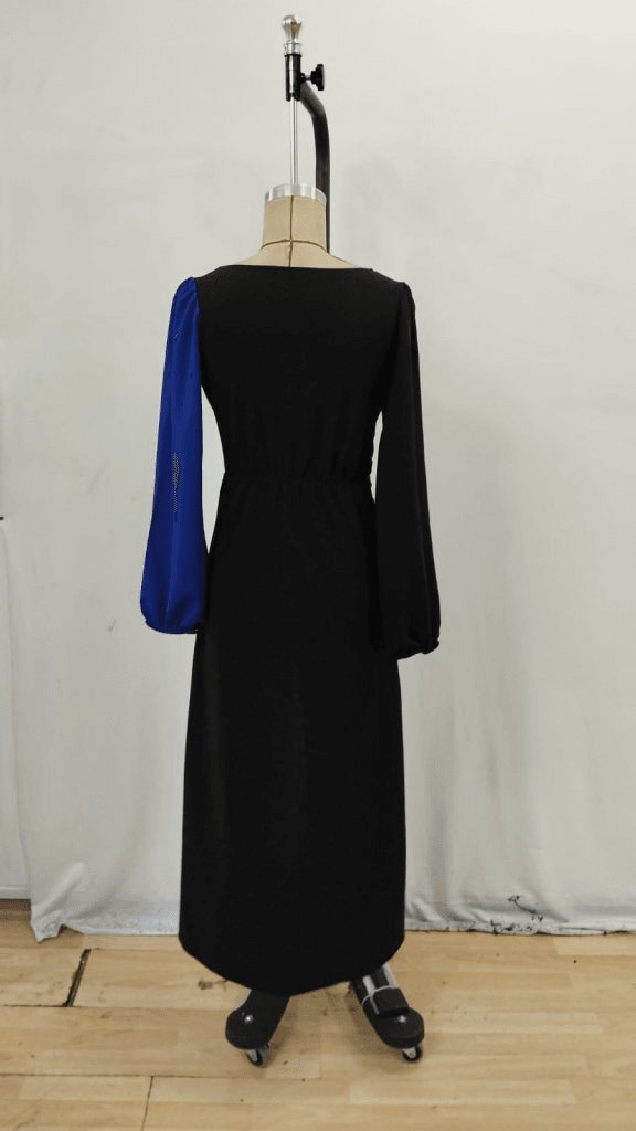Women's Long Sleeve Wrap Neck Color-Block Midi Crepe Dress - Janes - by Peralane - photo 6