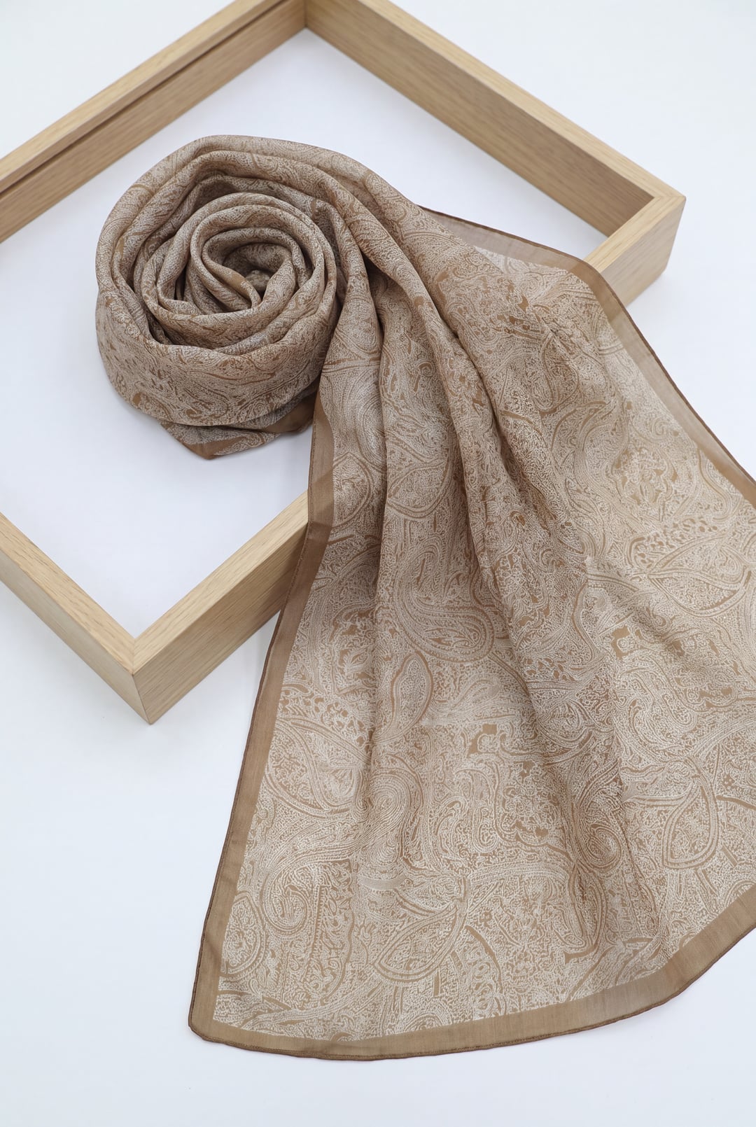 Thin Striped Embroidered Cotton Shawl - Cinnamon - Podyumplus - by Peralane