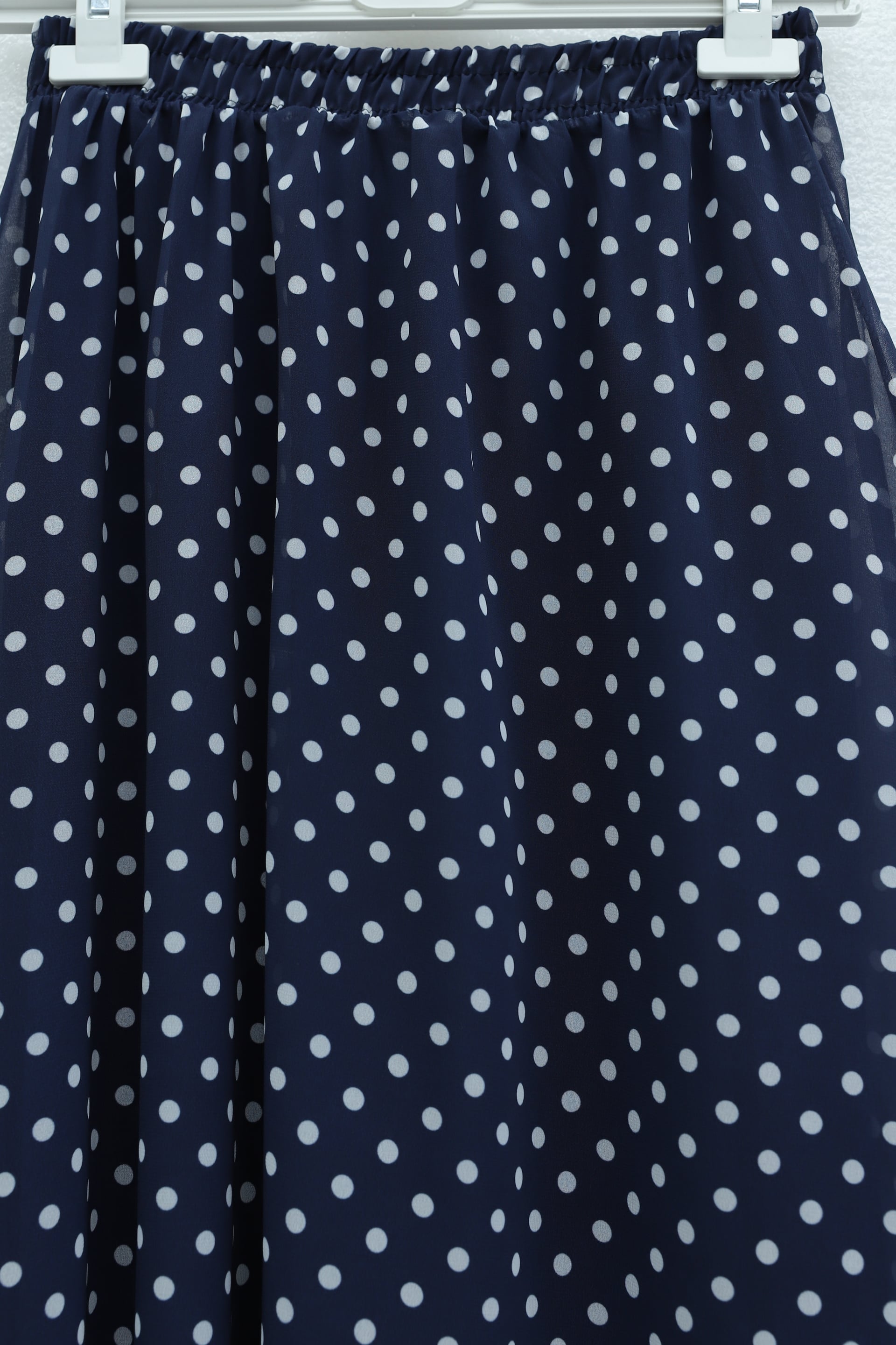 Polka Dot Elasticated Waist Lined Chiffon Skirt - Navy Blue - Podyumplus - by Peralane - photo 5